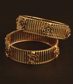 Matte Finished Ruby and Emerald Embellished Designer Bangles BD582