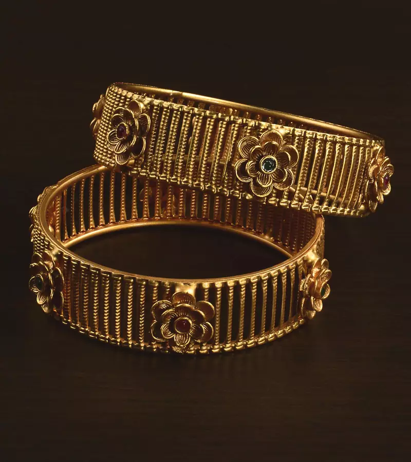 Matte Finished Ruby and Emerald Embellished Designer Bangles BD582
