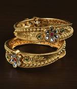 Gold Plated Kundan Embellished Designer Bangles BD583