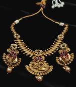 Ruby and Emerald Embellished Brass Made High Quality Necklace FNN278