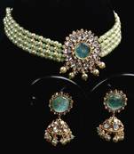 Semi-precious Stone, CZ and Kundan Embellished Choker Set FNN285