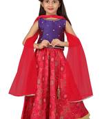 Pink printed brocade stitched lehenga