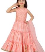 Pink printed art silk stitched lehenga