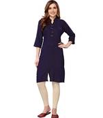 Navy-blue plain rayon kurtas-and-kurtis