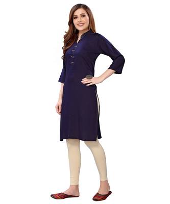 Navy-blue plain rayon kurtas-and-kurtis 2
