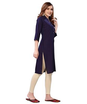 Navy-blue plain rayon kurtas-and-kurtis 3