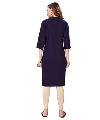Navy-blue plain rayon kurtas-and-kurtis 4