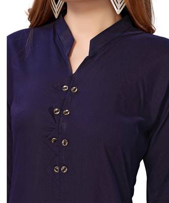 Navy-blue plain rayon kurtas-and-kurtis 5