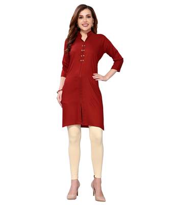 Maroon plain rayon kurtas-and-kurtis 1