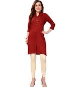 Maroon plain rayon kurtas-and-kurtis