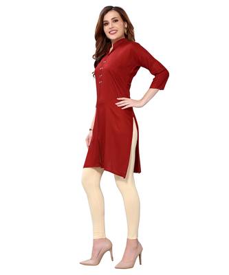 Maroon plain rayon kurtas-and-kurtis 2