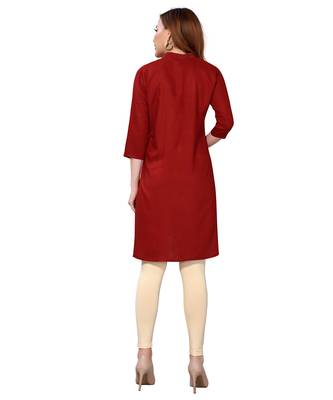 Maroon plain rayon kurtas-and-kurtis 4