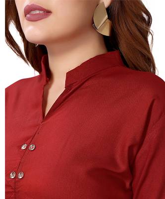 Maroon plain rayon kurtas-and-kurtis 5