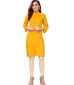 Yellow plain rayon kurtas-and-kurtis