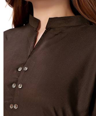 Dark-brown plain rayon kurtas-and-kurtis 5