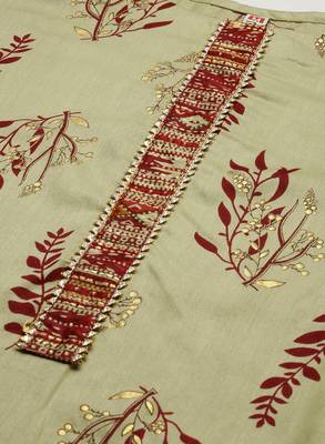 Green printed cotton silk
 long-kurtis 4