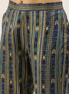Green printed cotton silk
 long-kurtis 5