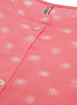 Pink printed cotton silk
 long-kurtis 4