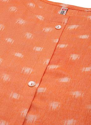 Orange printed cotton silk
 long-kurtis 4