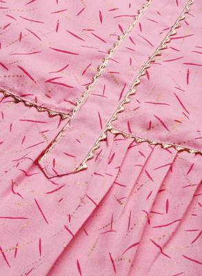 Pink printed cotton silk
 long-kurtis 4