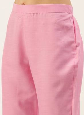 Pink printed cotton silk
 long-kurtis 5