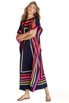 JSDC Calf Length Boat Neck Style Women Satin Silk Printed Kaftan 2