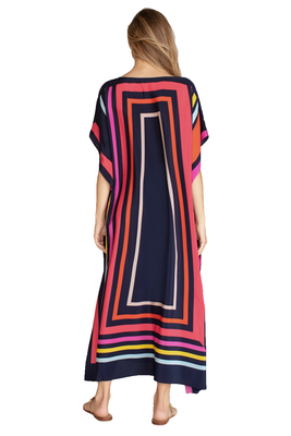 JSDC Calf Length Boat Neck Style Women Satin Silk Printed Kaftan 3