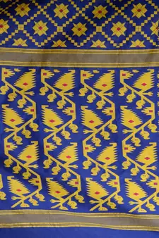 Blue Hand Woven Silk Cotton Saree Without Blouse