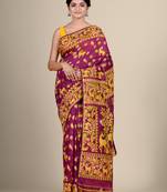 Pink Hand Woven Silk Cotton Saree Without Blouse