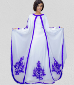 White Zari Stone Work Georgette Islamic Style Beads Embedded Partywear Kaftan Long Gown Evening wear Dubai kaftan