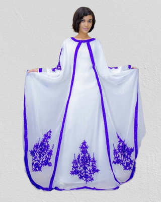 White Zari Stone Work Georgette Islamic Style Beads Embedded Partywear Kaftan Long Gown Evening wear Dubai kaftan 3