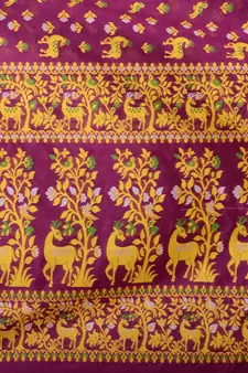 Pink Hand Woven Silk Cotton Saree Without Blouse