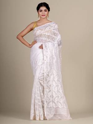 White hand woven silk cotton saree  1