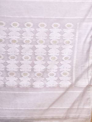 White hand woven silk cotton saree  5