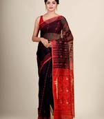 Black Hand Woven Silk Cotton Saree Without Blouse
