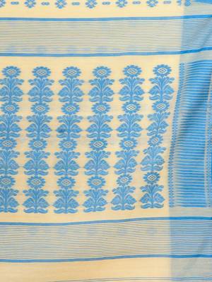 Cream hand woven silk cotton saree  5