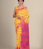 Yellow Hand Woven Silk Cotton Saree Without Blouse
