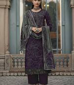 Purple embroidered velvet salwar