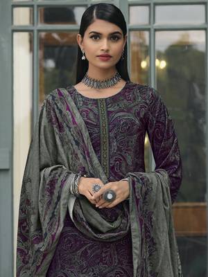 Purple embroidered velvet salwar 3