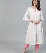 White printed cotton ethnic-kurtis
