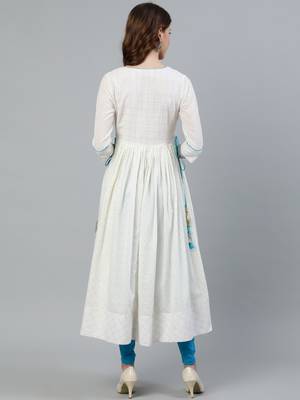 White printed cotton ethnic-kurtis 3
