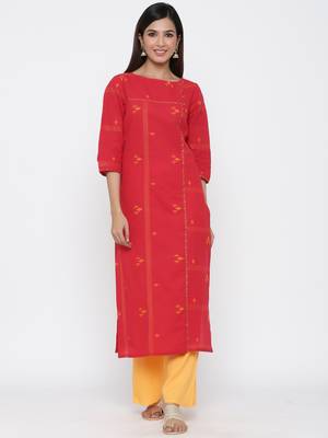 Red embroidered cotton ethnic-kurtis 1