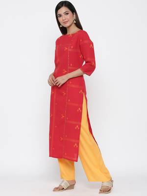 Red embroidered cotton ethnic-kurtis 2