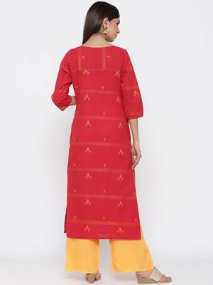 Red embroidered cotton ethnic-kurtis 3