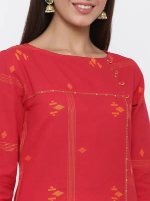 Red embroidered cotton ethnic-kurtis 5