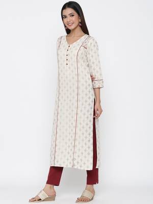 Off-white embroidered cotton ethnic-kurtis 2