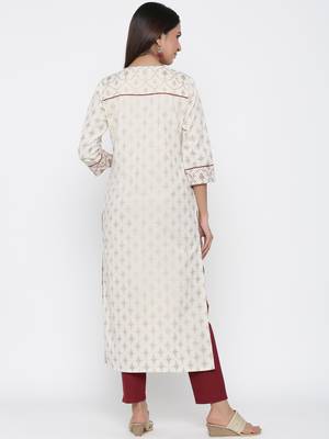 Off-white embroidered cotton ethnic-kurtis 3