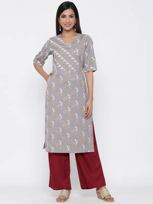 Grey embroidered cotton ethnic-kurtis 1