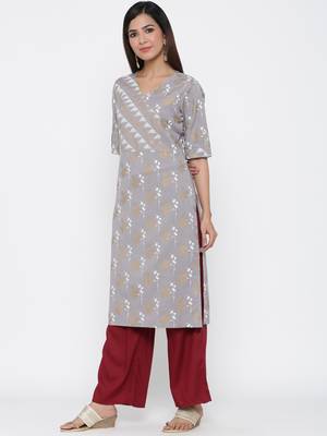 Grey embroidered cotton ethnic-kurtis 2