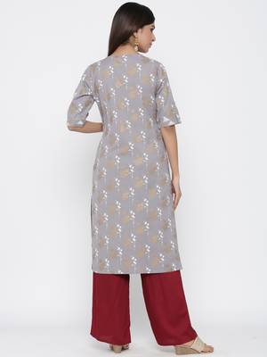 Grey embroidered cotton ethnic-kurtis 3